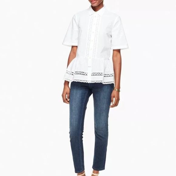 Kate Spade Broome Street Lace Insert Peplum Top - Picture 2 of 8